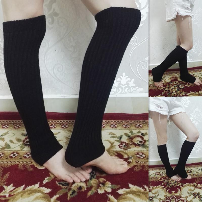 Stokta 40cm Kore Tarzı Kablo Örgü Tozluklar - Sonbahar/Kış Düz Renk Yün Çoraplar.