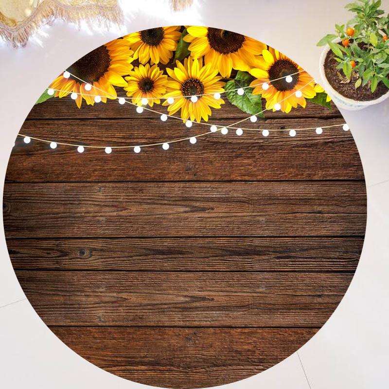 Chic You Are My Sunshine Sunflower Round Rug Living Room Bedroom Modern Floral Rug Floor Mat Chair Home