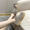 Zapatos para Mujer Mocasines Gamuza Cuero Genuino Estilo Británico Con Cordones Zapatos de Estudiante Mujer Talla Grande Zapatos Clásicos para Mujer