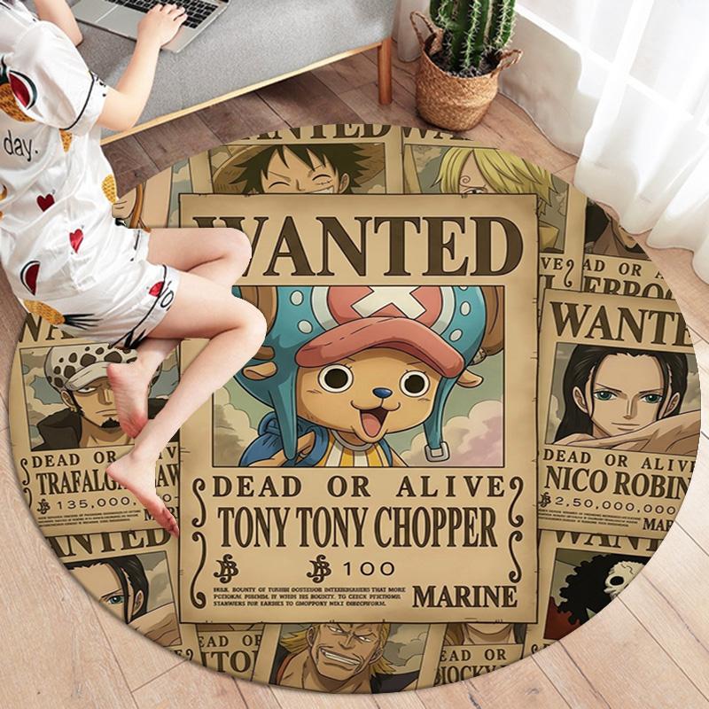 One Piece Art Round Area Rug Carpet Rug For Living Room Bedroom Sofa Playroom Decor Nonslip Floor Mat