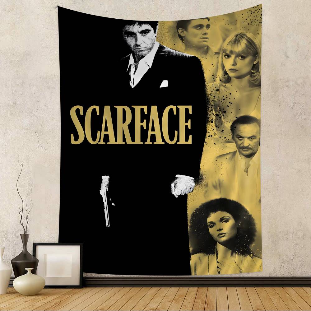 Movie SScarfaceS Cartoon Tapestry Art Science Fiction Room Home Decor Wall Hanging Sheets