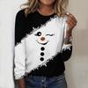 2025 Autumn & Winter Women's New Casual Crew Neck Long Sleeve Top 3D Christmas Pattern Ideal Halloween Christmas Gift