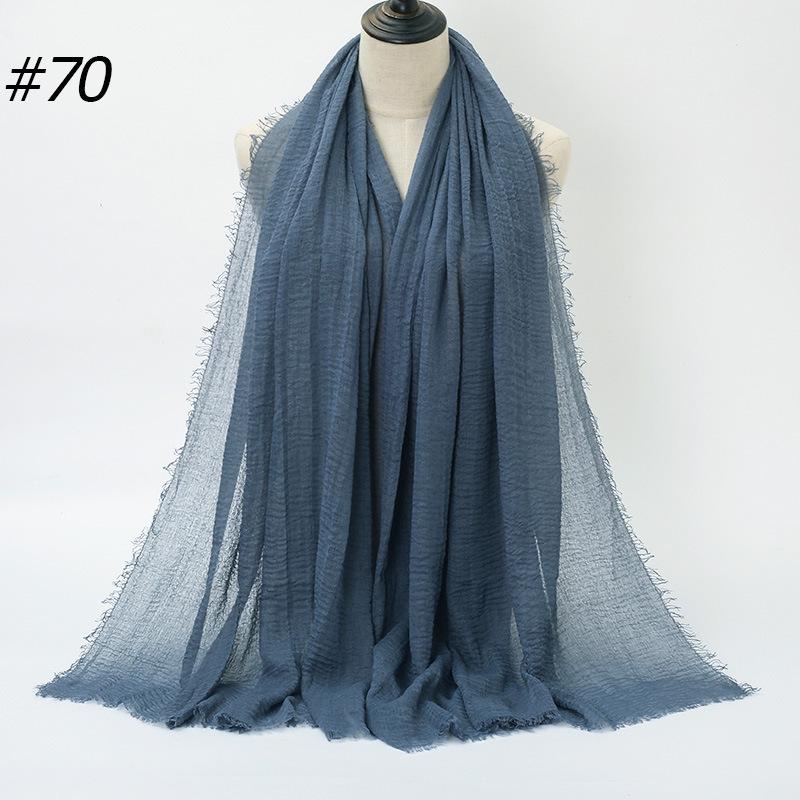 Solid Color Wrinkled Cotton-Linen Feel Women's Headscarf with Fur Edge