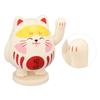 Waving Lucky Cat Solar Powered Decorative Ornament Fortune Cat Figure for Car Home Restaurant Cafe Yello  Pink