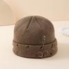 European and American Fashion Hole Knitted Wool Hat Autumn and Winter Retro Big Head Circumference Dome Cold Hat Men's and Women's Ear Protec