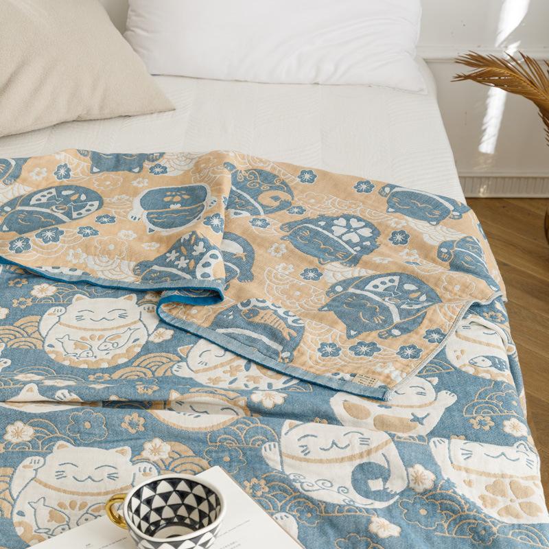 

1 шт. Хлопковое четырехслойное марлевое летнее прохладное тонкое одеяло, мягкое дышащее одеяло для кондиционированного воздуха, одеяло для сна для односпальной/двуспальной кровати 150x200cm