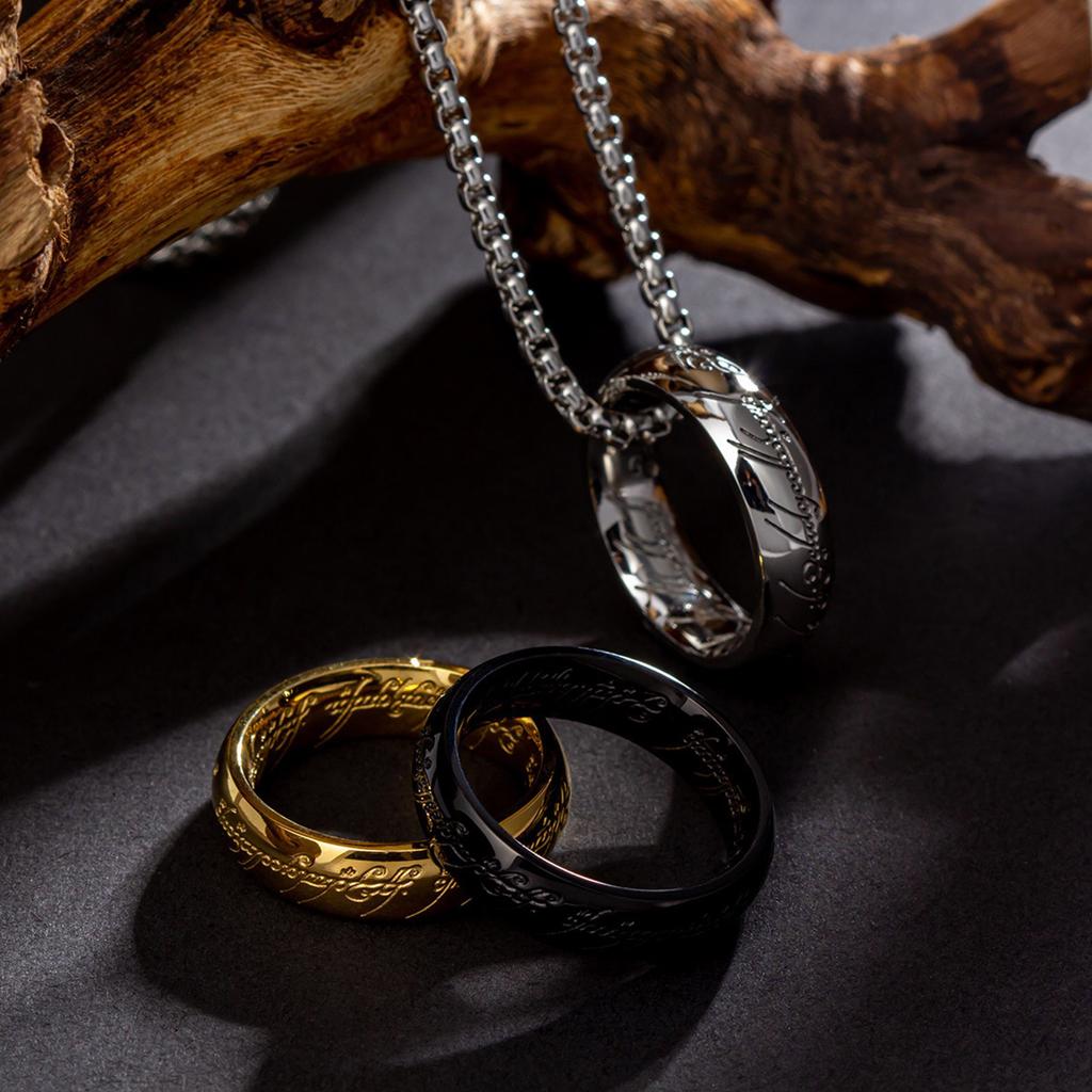 Men's Retro Finger Ring Necklace Titaniums Steel Clavicle Chain Unisex Choker Everyday Wear Neckchain Accessories