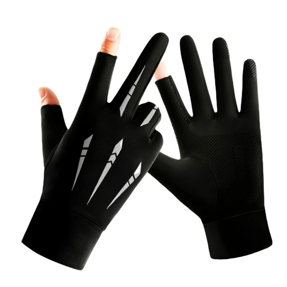 Men's Summer Fishing Gloves Ice Silk Non-Slip Sun Protection Motorcycle Gloves Outdoor Sports C K9H5