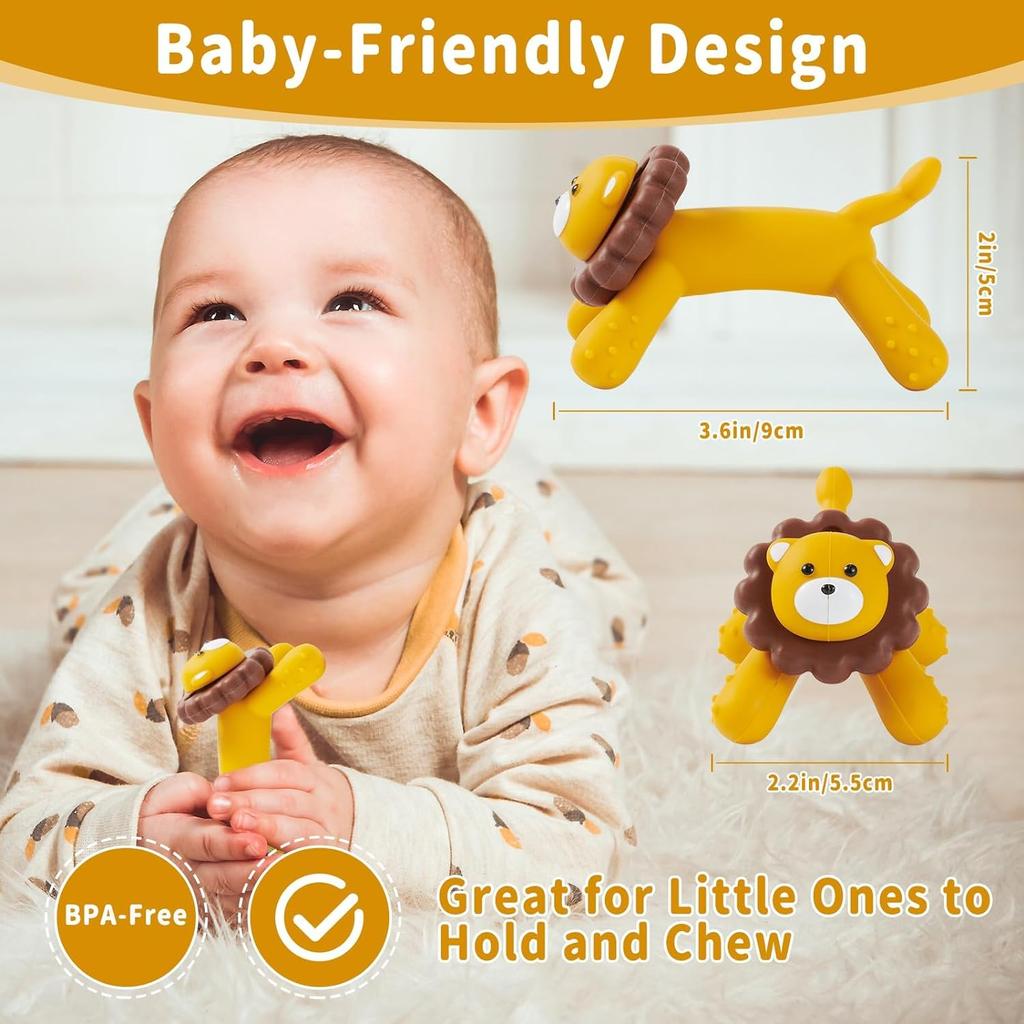 1Pc Lion Baby Teether Toy, Baby Silicone Teething Toy For Infant Toddles 0-6 Month, Bpa-Free Baby Teething Toys For Shower Gifts