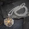 Vintage menns 316L Viking Rune Vegov Í Sir Compass Pendant Halskjede Viking Rune Compass Pendant menns amulett