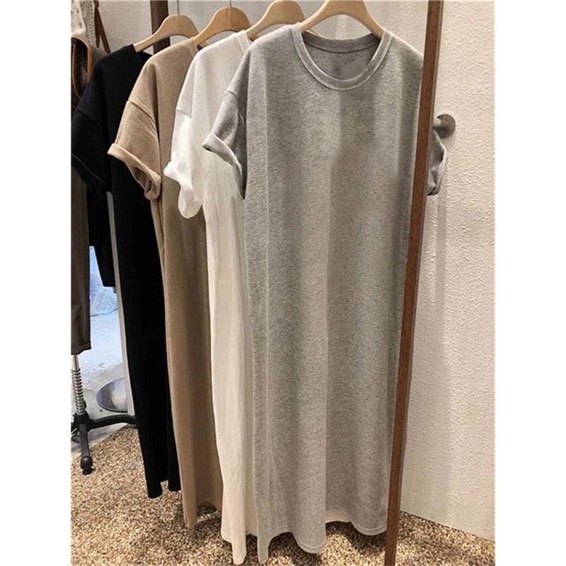 Women's Summer T-Shirt-Style Midi Dress: Loose-Fit, Plus Size, Casual, Knee-Length