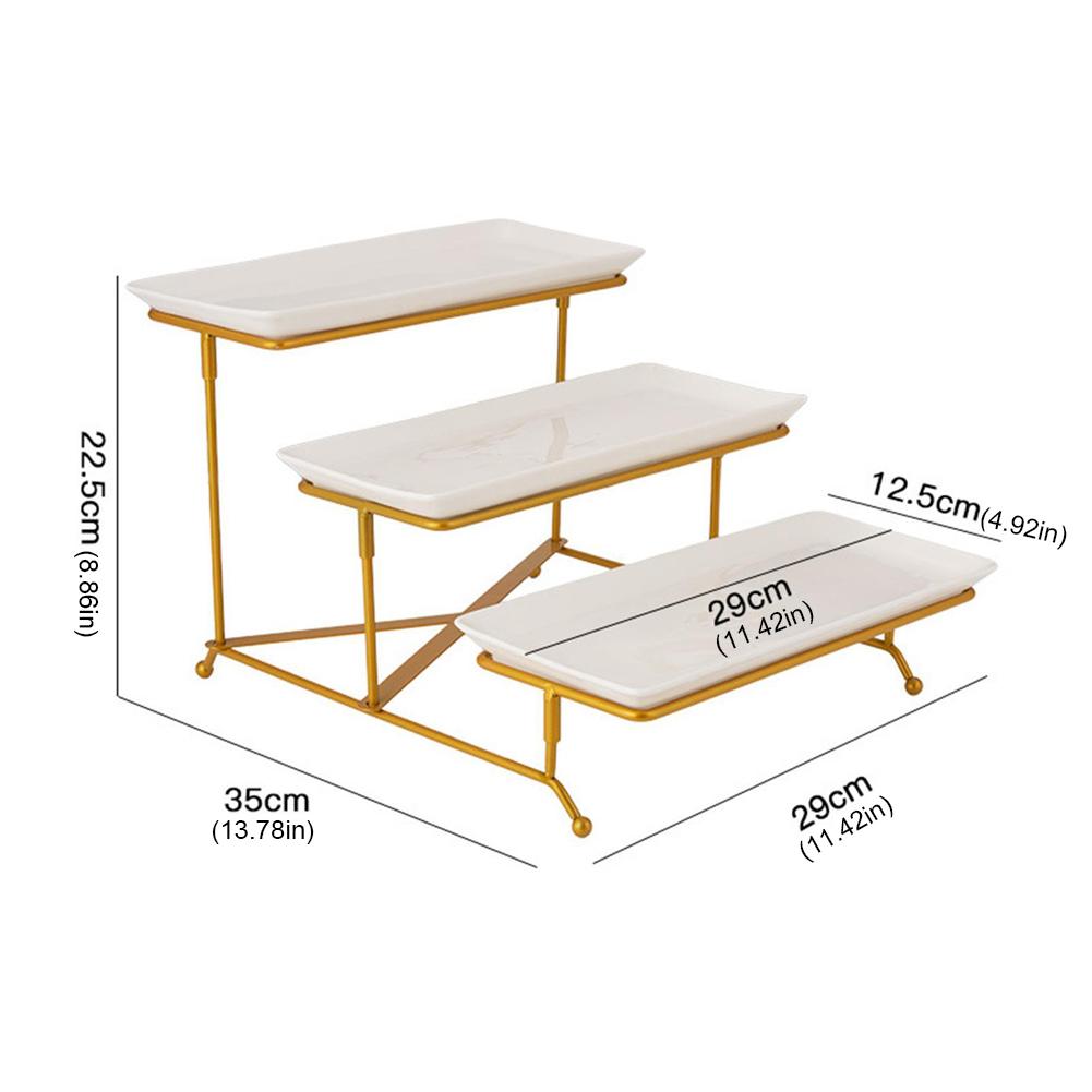 3 Tiers Rectangular Serving Tray Set with Rack Serving Dishes and Platters Display Serving Dishes for Fruit Food for Party