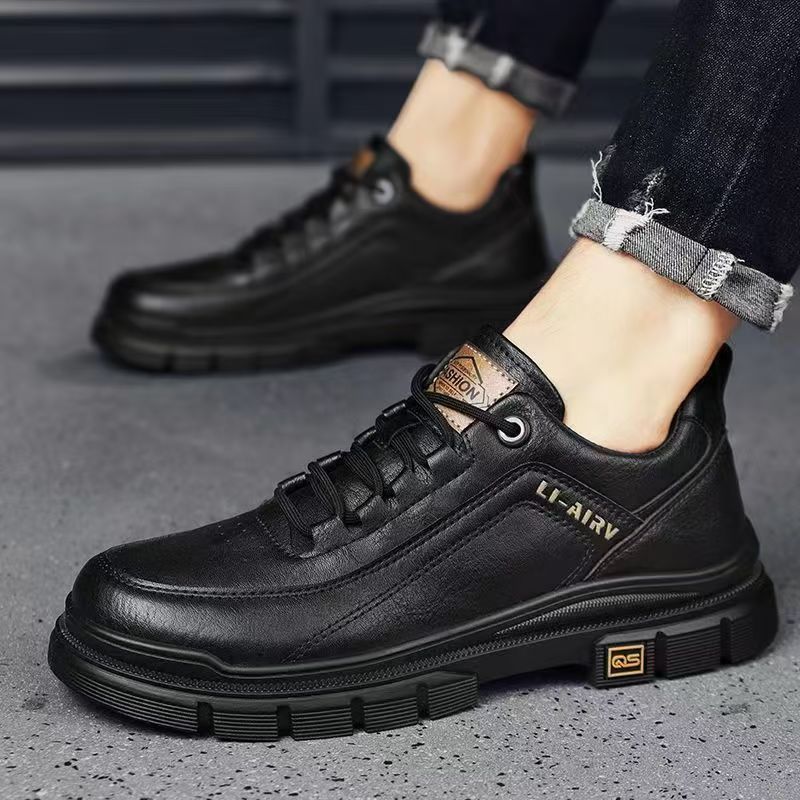 

2025 new four-season lightweight dress shoes golf shoes non-slip soft-soled business casual leather shoes men s trendy shoes 39 чёрный