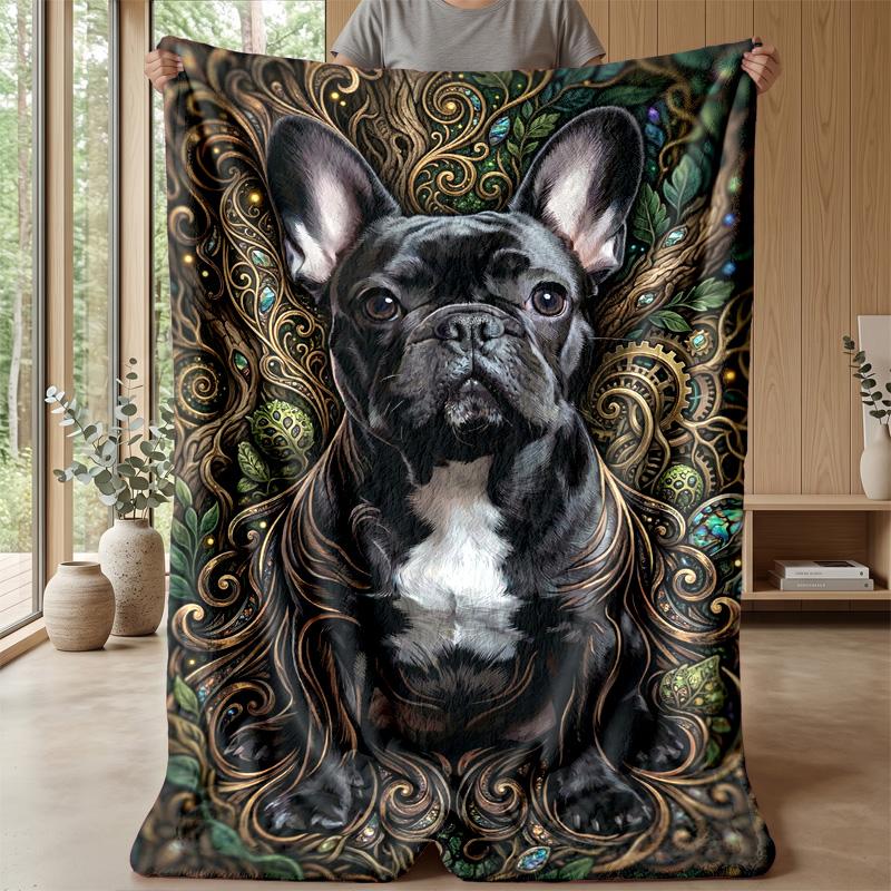 Dog in Bathtub Reading Theme blanket Lightweight Warm Flannel Blanket Decorative Throw Blanket for Home Decoration