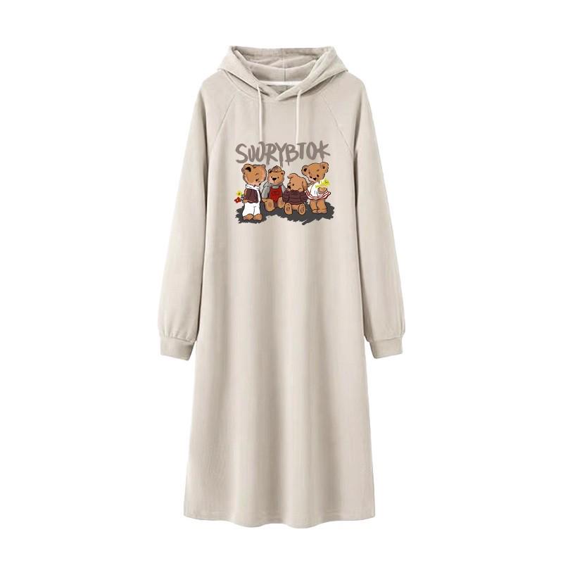

Maternity Plus Velvet Sweatshirt Dress: Loose, Casual, Hooded, Belly-Covering, Ideal for Spring and Autumn. 3XL
