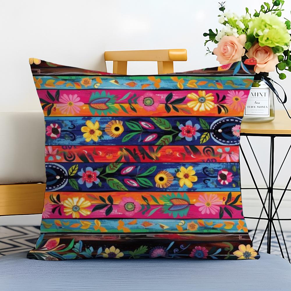 Boho Pattern Cushion Cover Washable Linen Pillowcase Soft  for Sofa Bed Cozy Home Room Decor