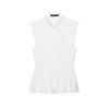 Womens Fashion Solid Sleeveless Pleated Fitted Blouse Versatile Top Work