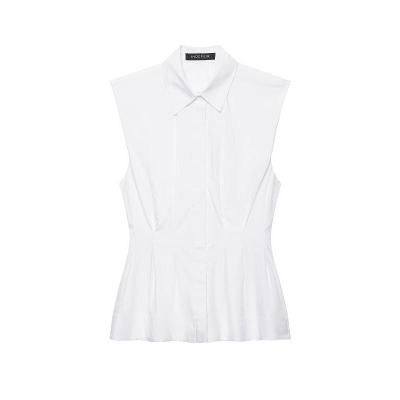 Womens Fashion Solid Sleeveless Pleated Fitted Blouse Versatile Top Work