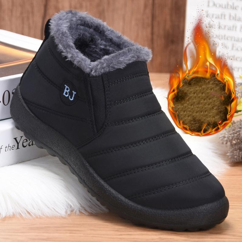 Waterproof Winter Boots for Men New Plush Snow Boots Women Ankle Boots Warm Black Couple Cotton Couples Platform Shoes