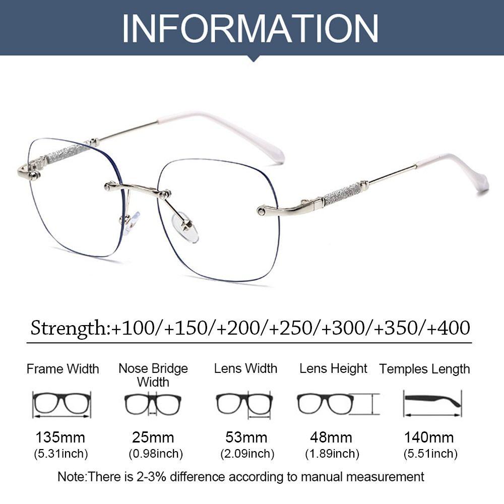 Photochromic Anti-Blue Light Reading Glasses Blue Ray Blocking Rimless Presbyopia Eyeglasses Ultralight Luxury Optical Eyewear