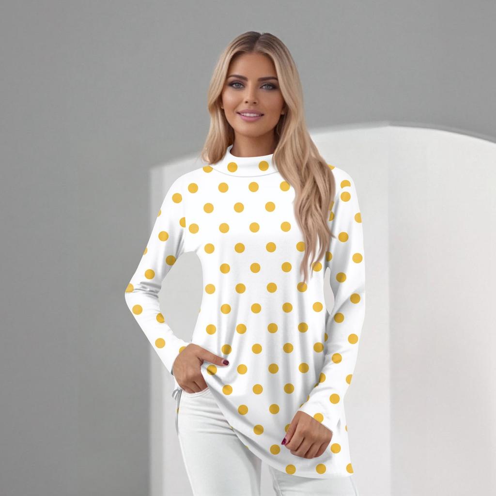 Women's Daily Casual Long Sleeve Mid Collar Top