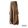 High Quality Ice Silk Waterproof Zipper Multi Pockets Casual Pants Men Solid Straight Elastic Waist Trousers Loose Cargo Pants