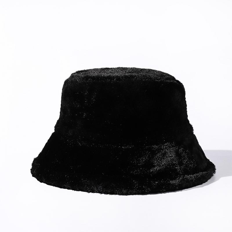 Nieuwe Winter Imitatie Konijnenbont Emmerhoed Mode Dames Dik Warm Vissershoed Effen Kleur Heren Zacht Fluweel Bontachtige Panama Hoeden