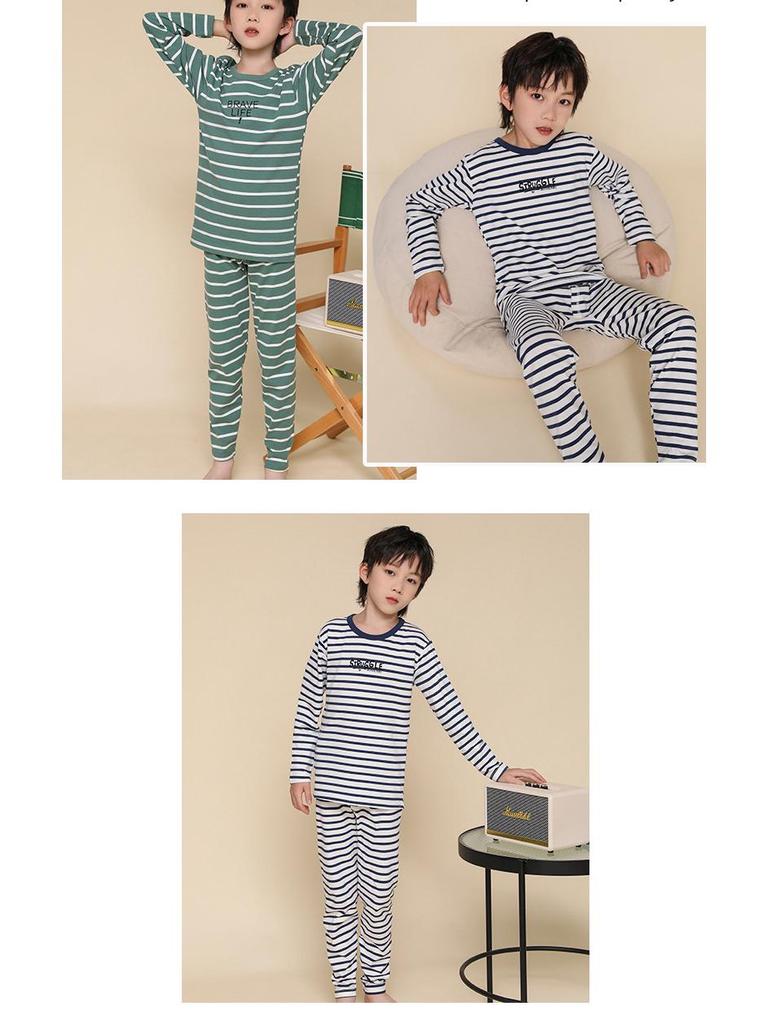 Chłopięcy jesienny zestaw piżamowy Lycra Bawełna - Ciepły sweter i bielizna dla starszych dzieci i nastolatków