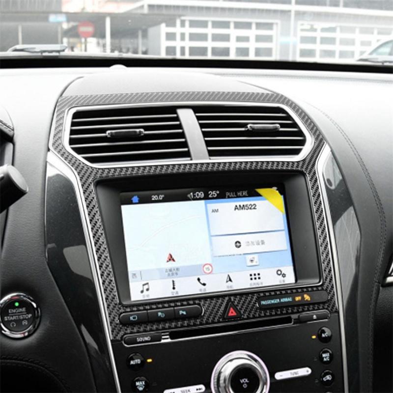 Kohlefaser Armaturenbrett Radio Stereo Panel Rahmen Verkleidung für 2013-2019 Ford Explorer