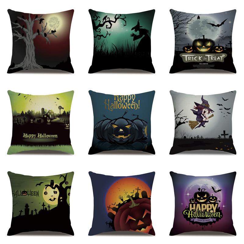 Halloween Linen Pillow Cover Printed Pillow Cover