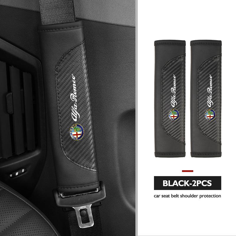 BQVLT1 Car Seat Belt Shoulder Cover Protection Pads Safety Belt Accessories For Alfa Romeo GT Stelvio F1 Brera Volante Tonale Gloria