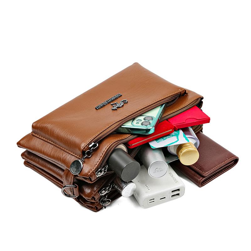 Damen-Mehrschichttasche, weiches Leder, Muttertasche, Umhängetasche für mittleres Alter, kleine Umhängetasche