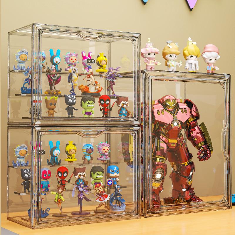 Pop Mart Transparent Acrylic Display Stand: Dustproof Magnetic Storage Box for Figures