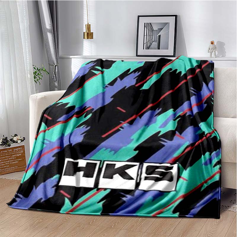 H-HKS Racing car logo printed blanket flannel home sofa bed warm and comfortable portable office bed cover picnic blanket gift