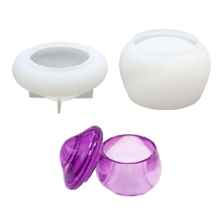 Candle Jar Silicone Resin Mold with Lid Mushroom Jewelry Storage Box Candle Cup 1