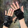 Fingerless Punk Style Gloves Durable PU Leather For Motorcycle Outdoor Halloween Activity