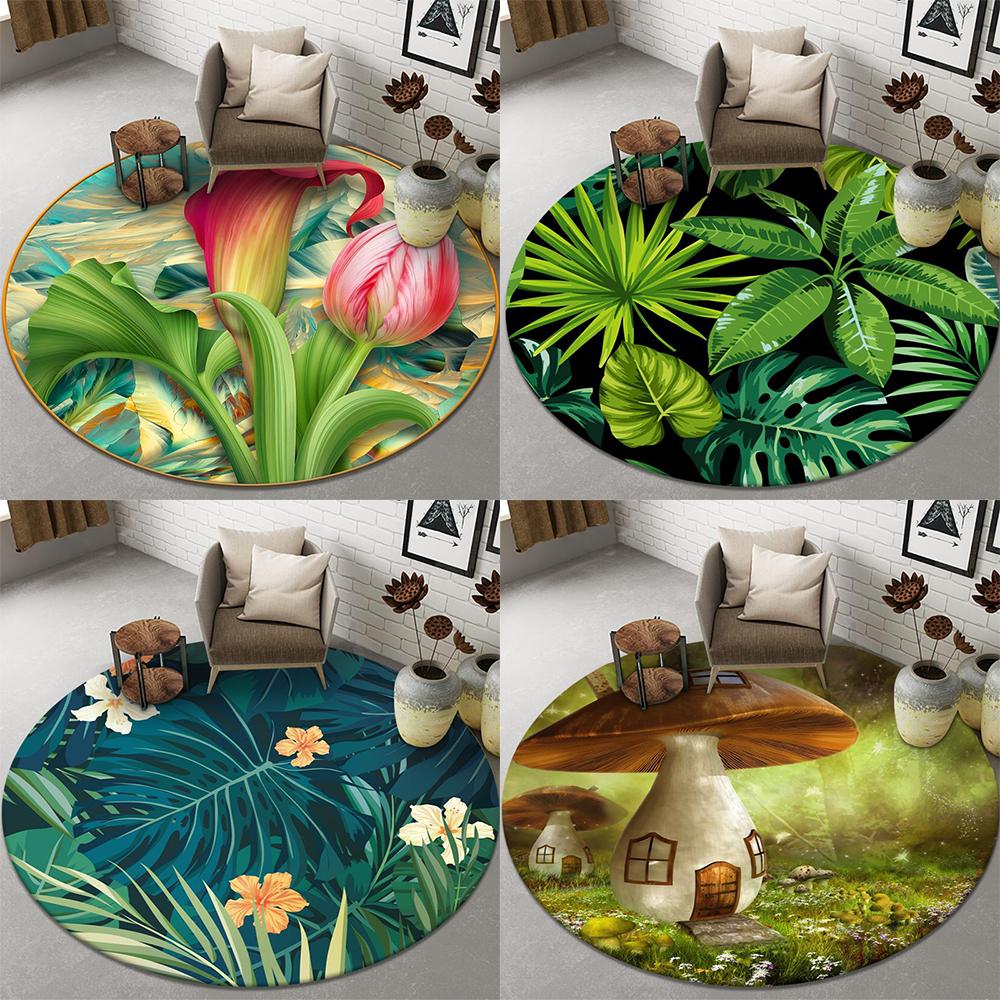 

Цветы и листья Напечатанные узоры Круглые коврики Домашняя спальня Гостиная Декоративные коврики Коврики для дверей