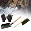 Fire Place Tool Set Metal Firepit Dustpan Wooden Handle Fireplace Broom Steel Spade and Ash Brush