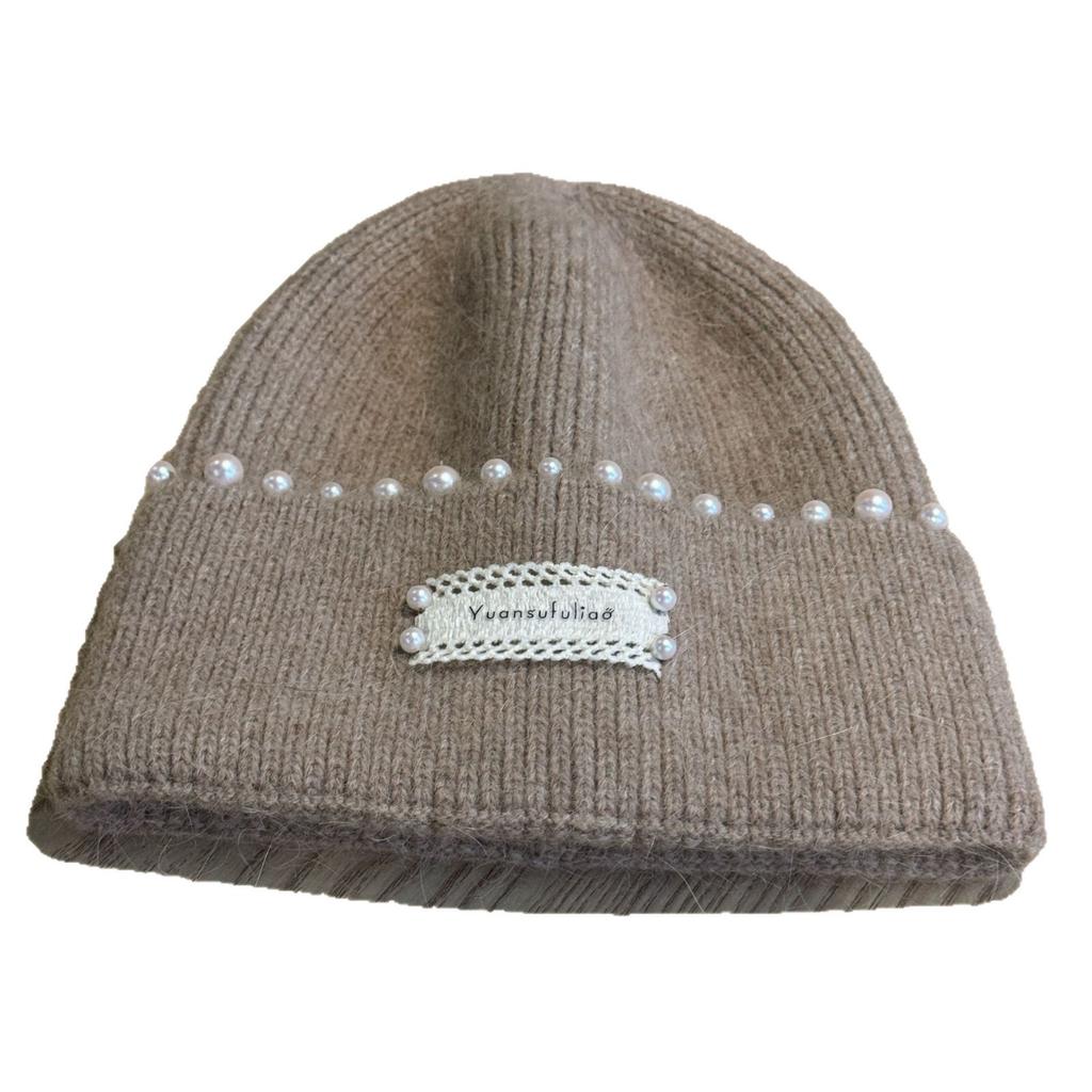 Korean Style Hat Knitted Hat for Women New Mountaineering American Style Baotou Cold Winter Hat Warm Pearl Woolen Hat