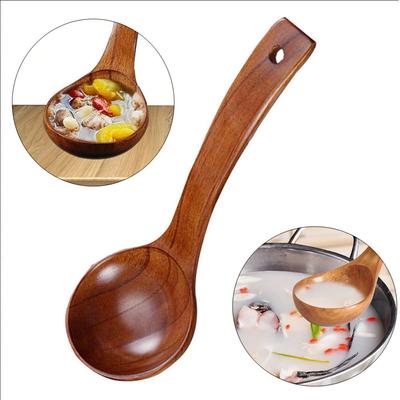 Long Handle Ramen Utensils Tableware Natural  Wooden Spoon Soup Scoops Kitchen Supplies