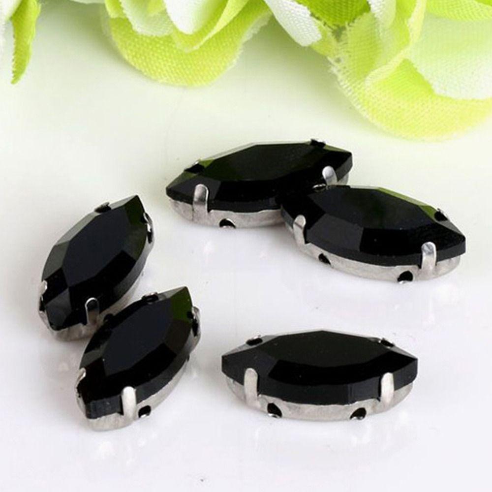 50Pcs/Pack Sew On Glass Crystal Stones With Silver Claw Diamond Beads Ornament  For Needlework