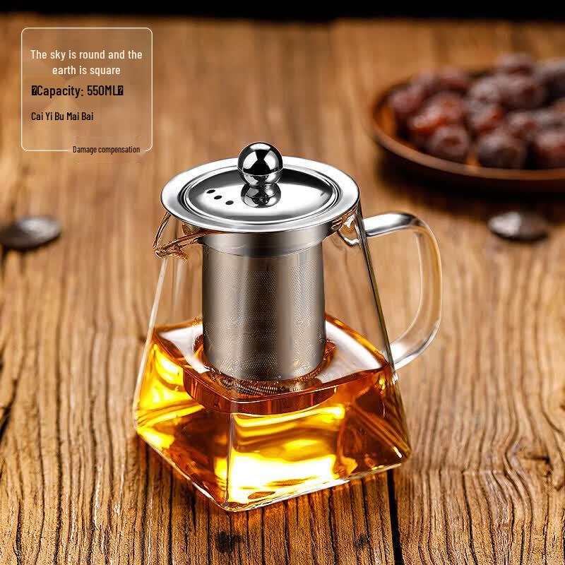 ZISIZ Handmade Glass Tea Pot with Filter