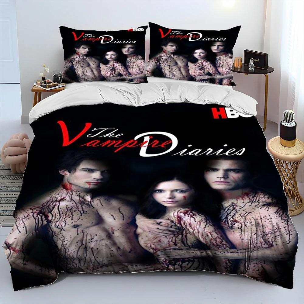 The Vampire Diaries Bettwäsche-Set 3D-Druck Bettbezug Bettwäsche-Set Steppdeckenbezug mit Kissenbezug King Queen Size Kindergeschenk