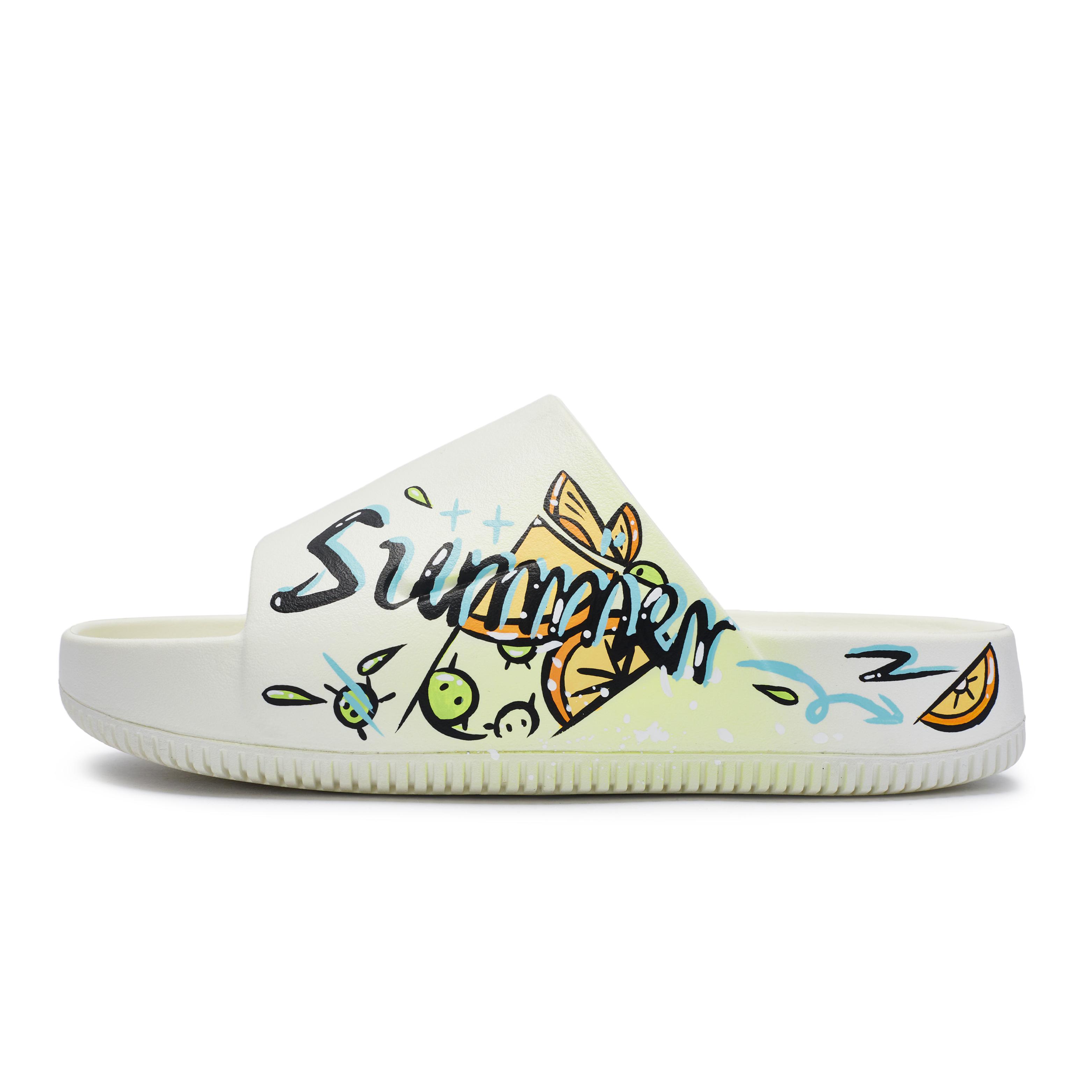 Nike Calm Slide Abrasion Resistant Slide Slippers Women s White Orange Green Black DX4816-100(Team80-) 36.5