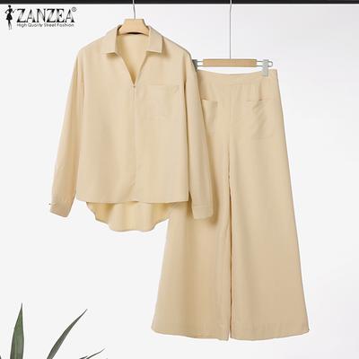 Womens Casual Long Sleeve Blouse and Pants Two Piece Suit Sets