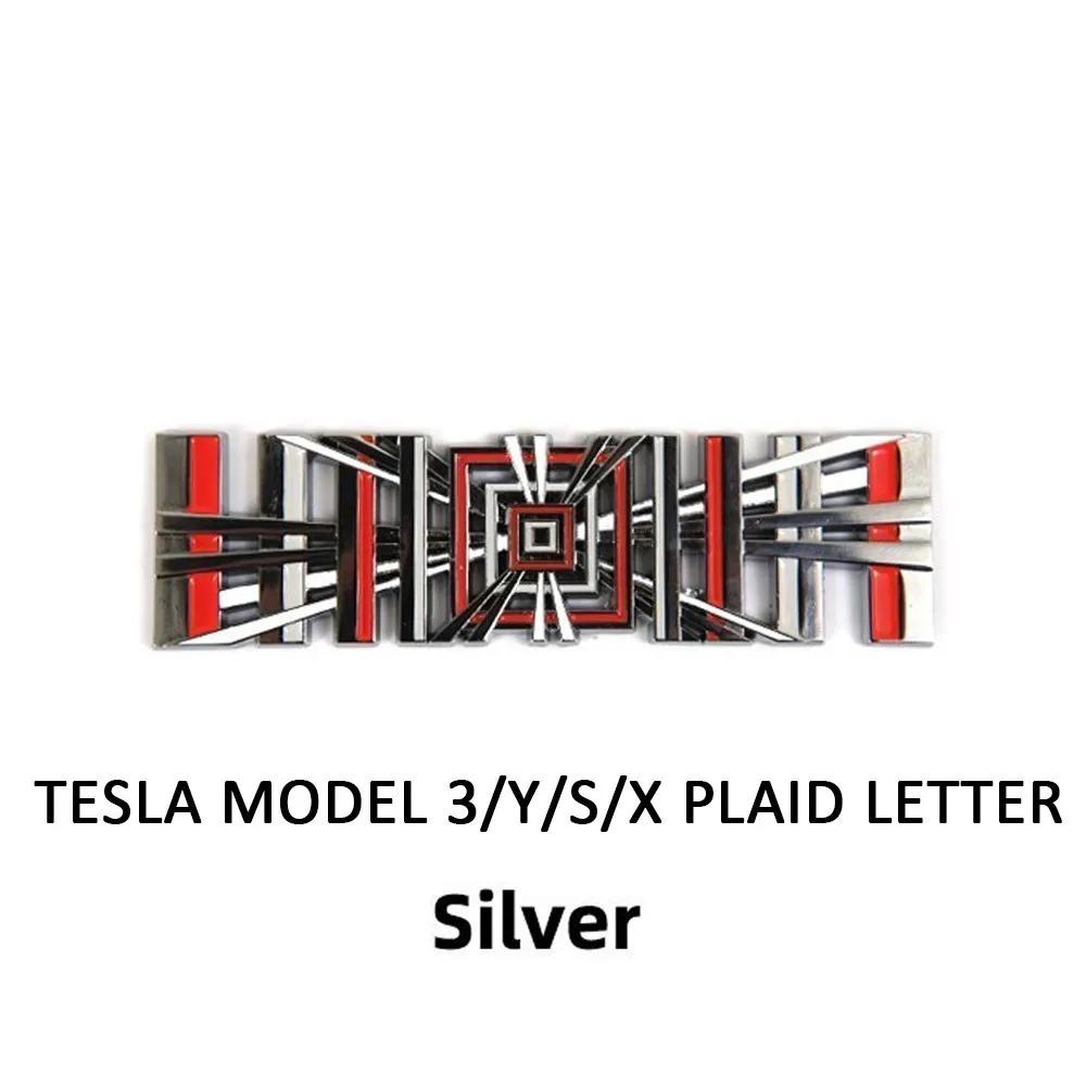 Plaid For Model 3 Y S X Tail Tag Trunk 3D Logo Zinc Alloy Vehicle Label Emblems PLAID Badge Creative Decoration Stickers