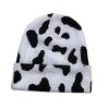 Keep Warm Pullover Hat Ear Protection Winter Beanie Hat Casual Cow Pattern Knitted Hat  Skiing