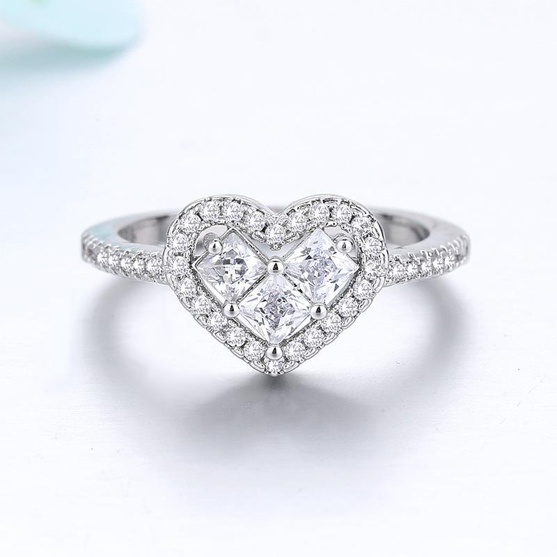 2026 Jewelry Love Wedding Ring Women s Heart-shaped Anti-truth Diamond Ring European and American Fashion Zircon Ring no. 6 серебряный