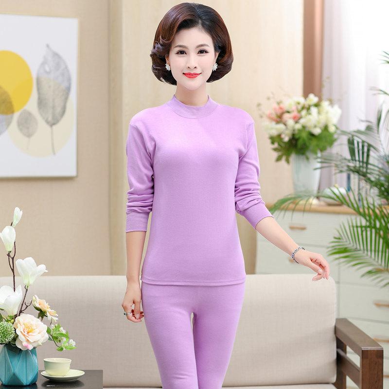 Women's pure cotton thermal underwear set for mothers, autumn and winter wear