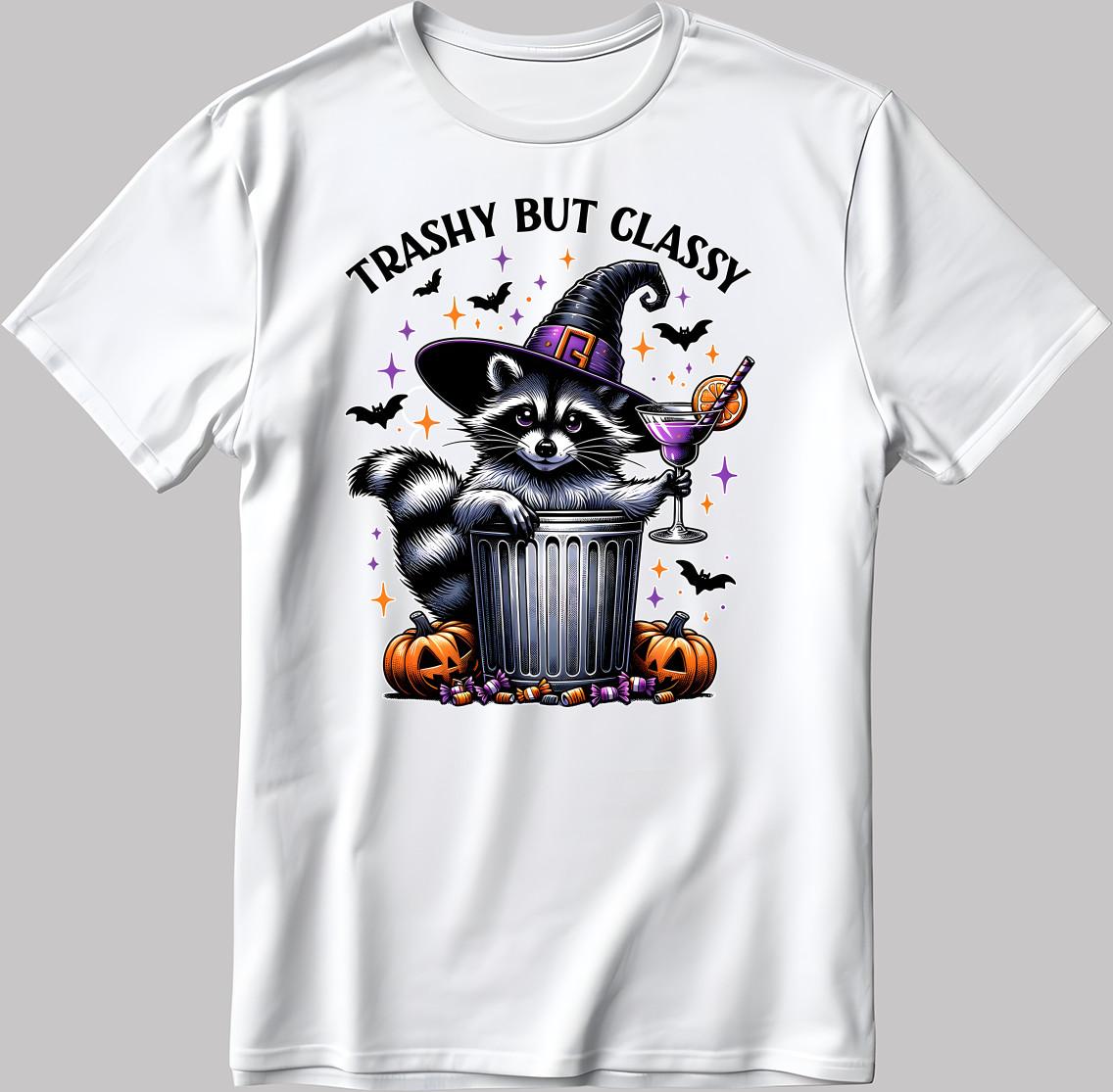 Funny Halloween Raccoon T-Shirt Mens Womens Tees Top: Trick Or Trashy Vintage Style V066 M